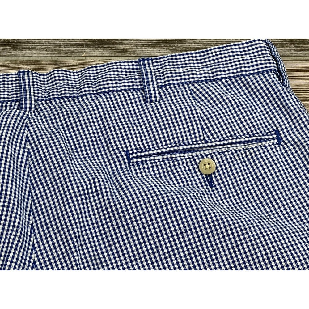 VTG Polo Ralph Lauren Shorts Prospect Seersucker Men 35 Blue Gingham Paid Golf - Picture 4 of 9